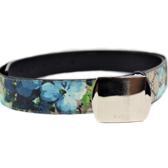 gucci belt with blue flowers